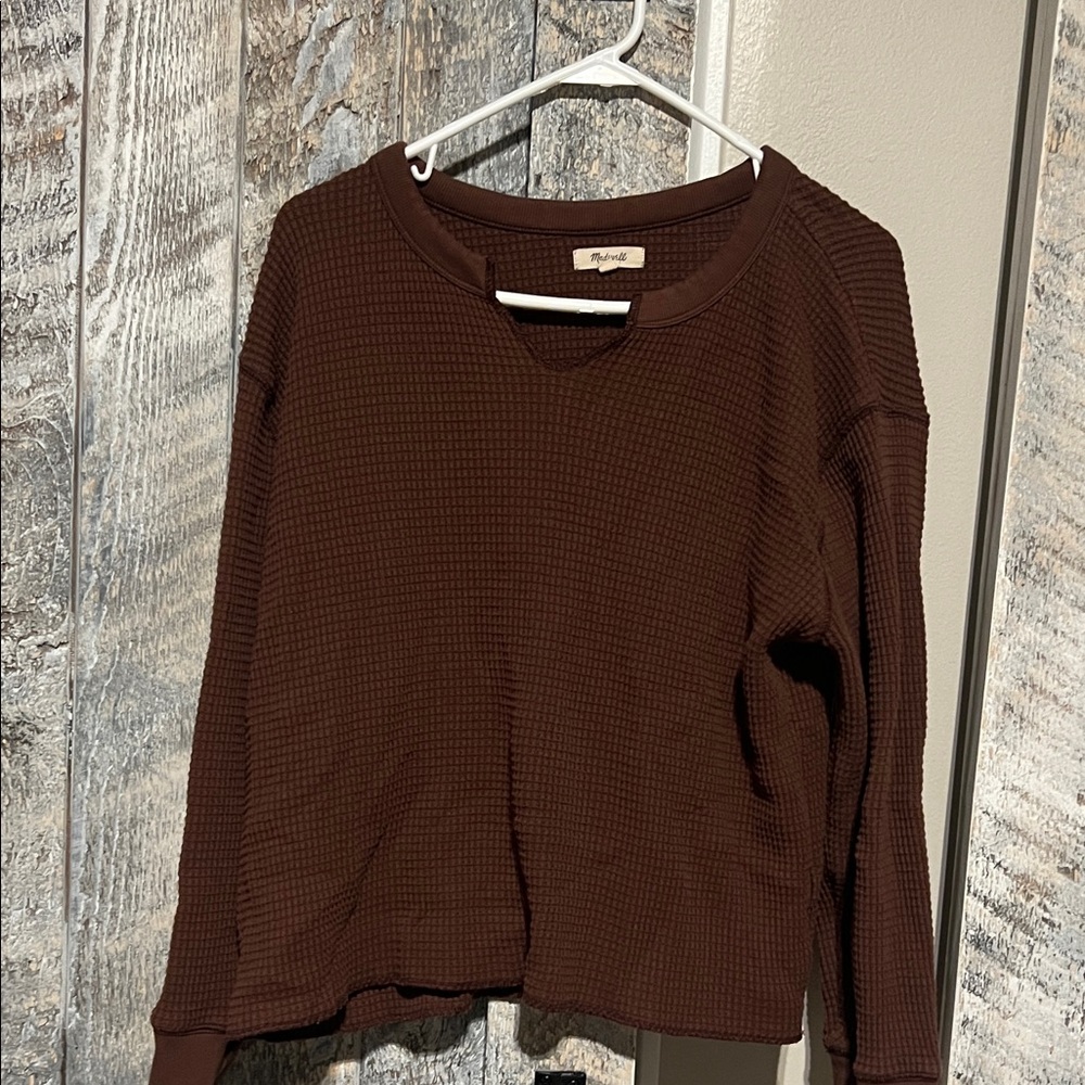 Madewell Waffle-Knit Long Sleeve Top - Brown